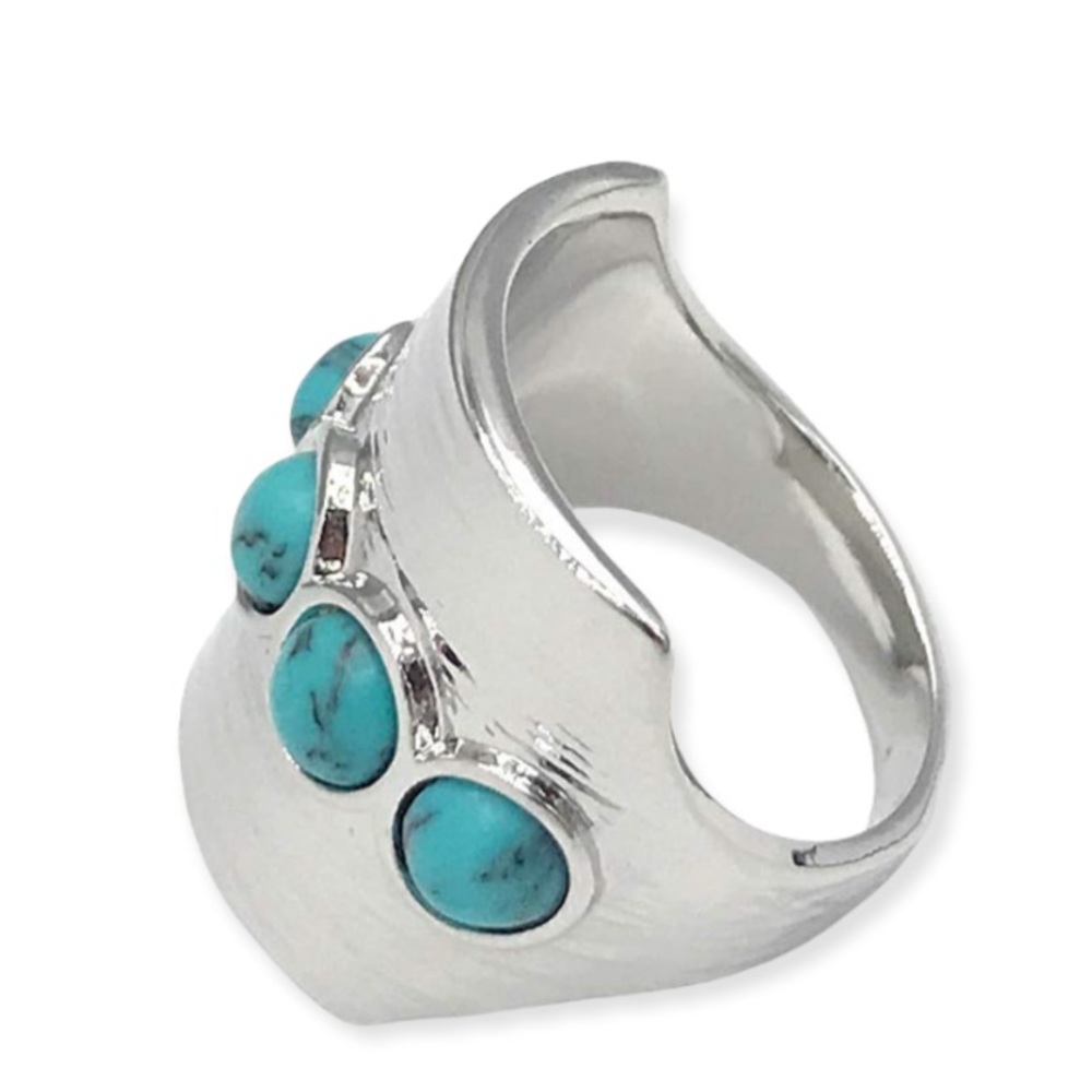 LIA SOPHIA Puddle Jumper Turquoise Silver Ring NEW (display piece) size 7 - Picture 1 of 2